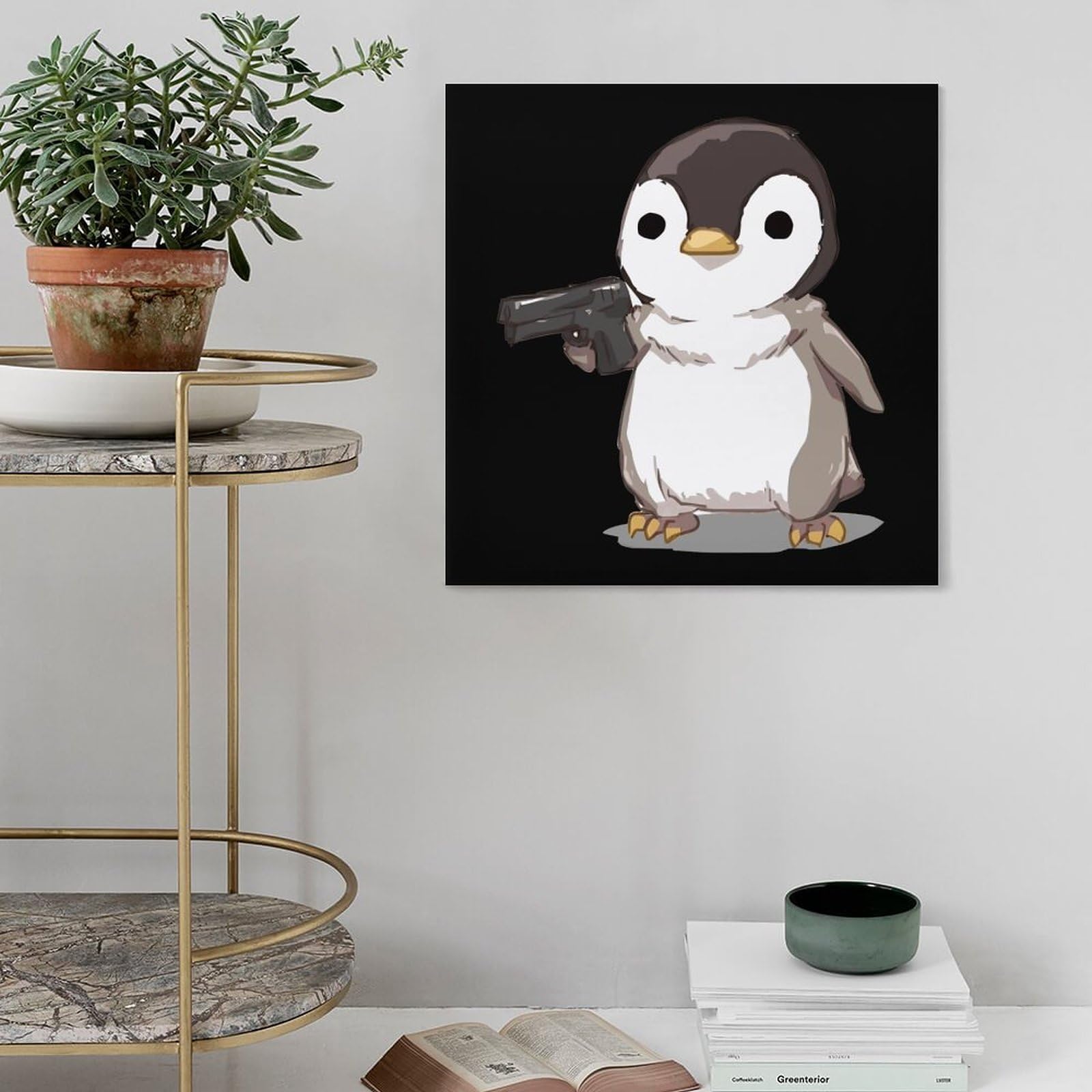 ペンギン アートパネル 絵画 キャンバス penguin Amazon.co.jp: 壁アート 面白い ペンギン 木枠付き 装飾画 壁画 木枠
