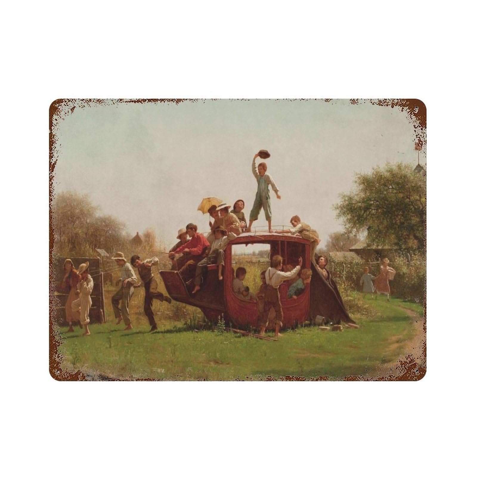 xiaoxiaoshen Children Playing Vintage Happy Home Wall Art Decor Artwork Wall Decor Art Metal Tin Poster Modern Home Decor Art Home Bar Shop Decorations Vintage Sign 30x40cm