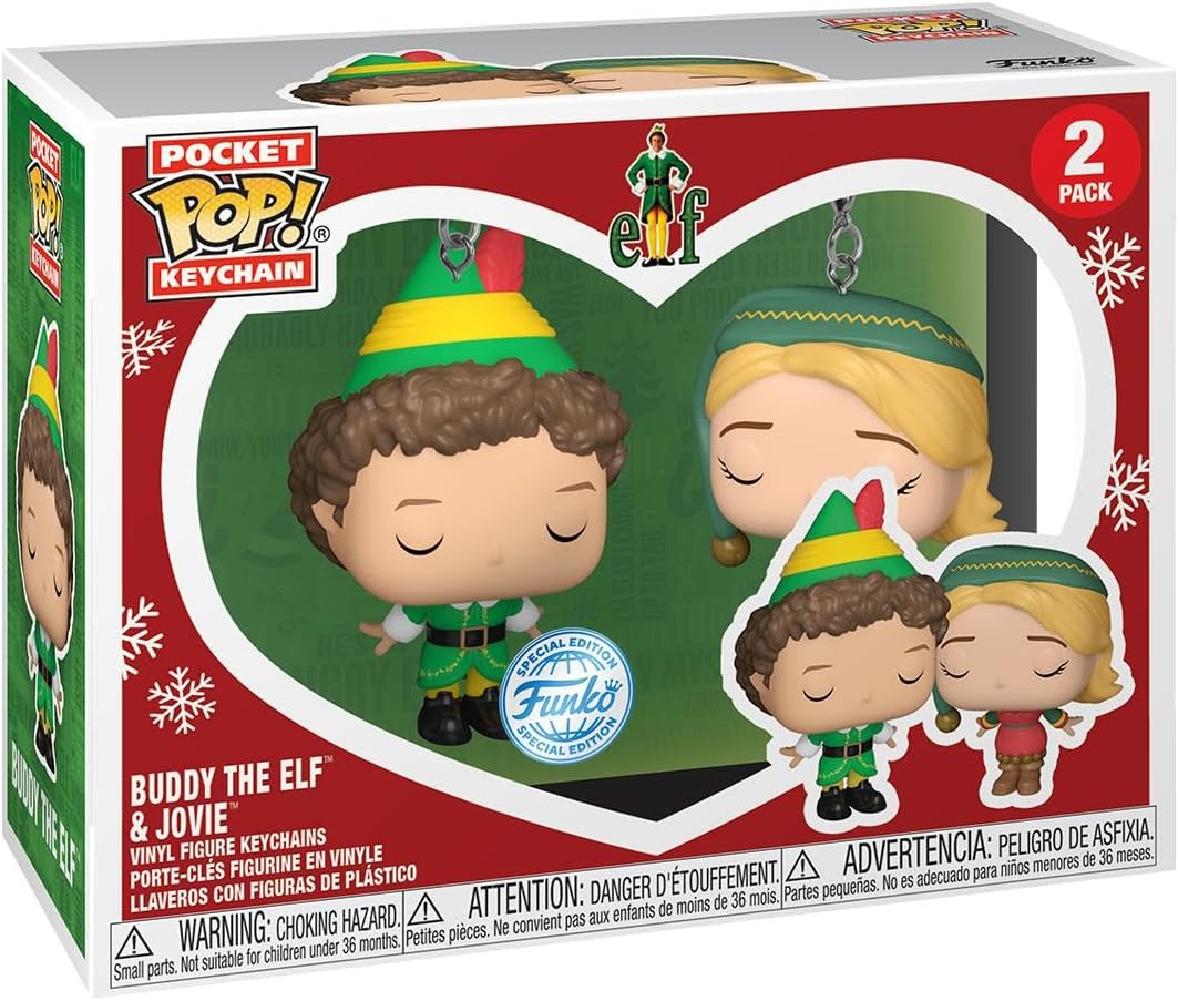 Funko Pop! Keychain: Elf - 2 Pack Buddy & Jovie Novelty Keyring - Collectable Mini Figure - Stocking Filler - Gift Idea - Official Merchandise - Movies Fans - Backpack Decor