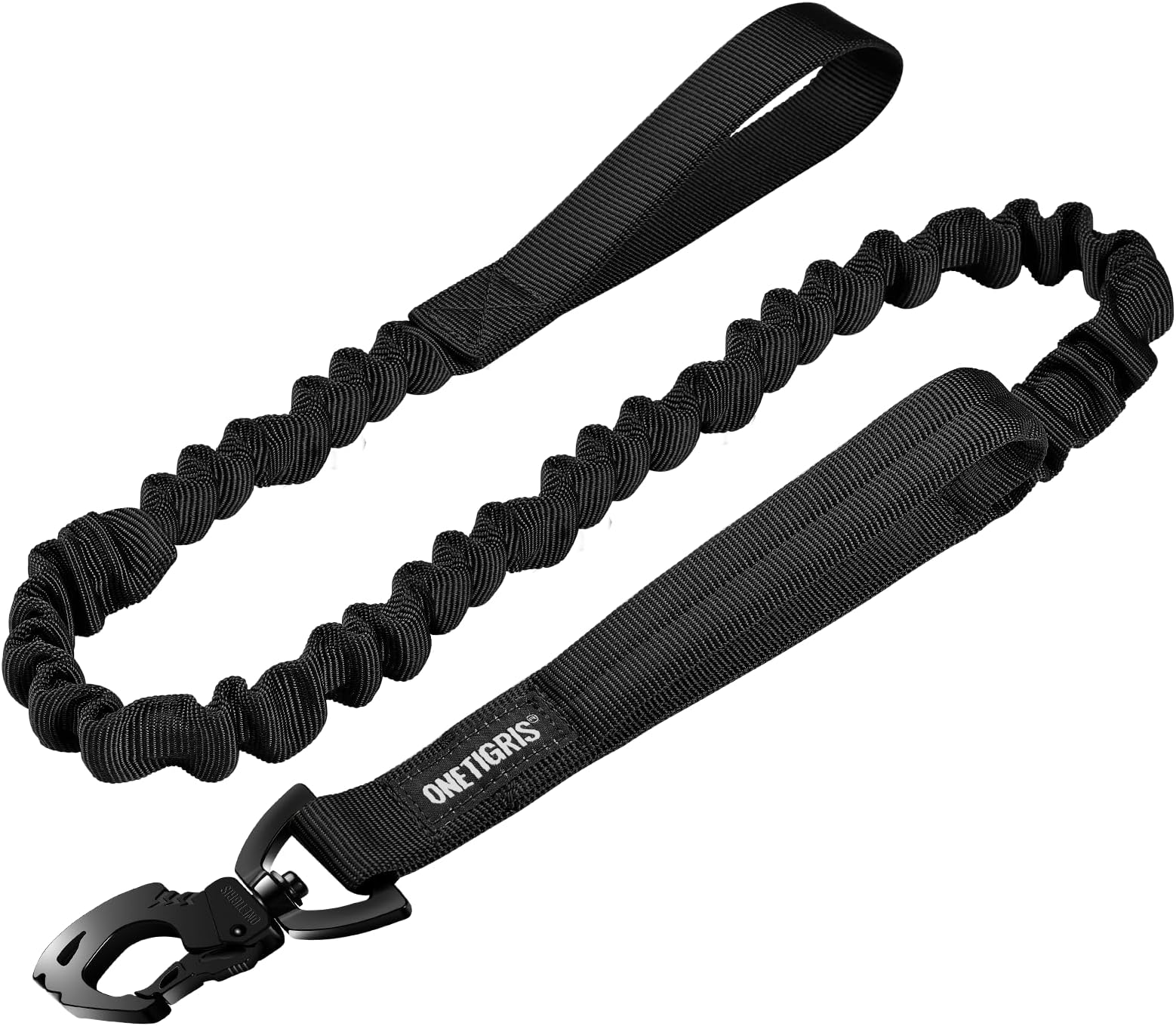 Tactical Dog Training Bungee Leash with 2 Control Handle Quick Release Nylon Leads Rope (Black)