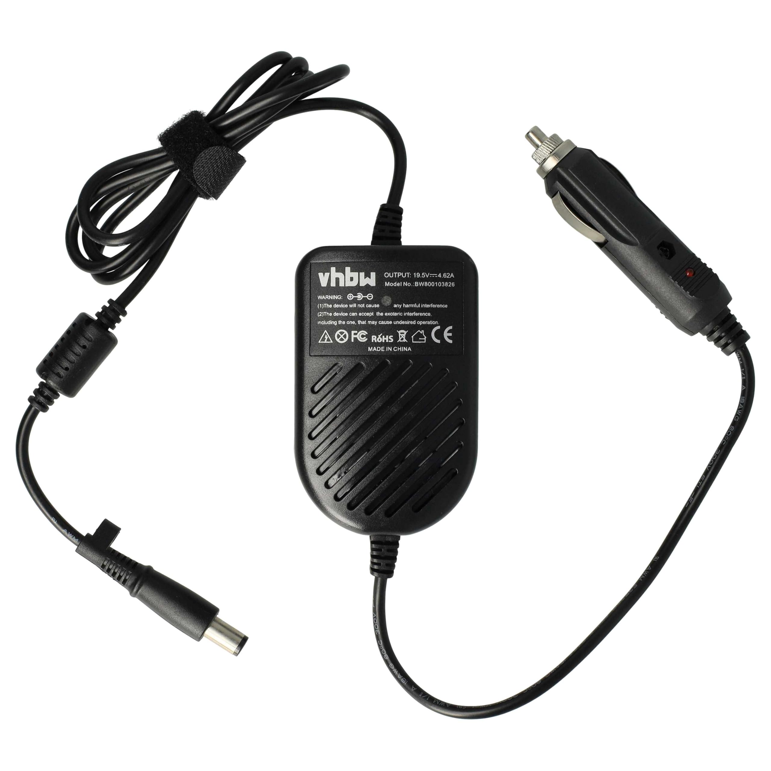 vhbw caricabatteria da auto compatibile con Dell Vostro 3450, 3550, 3000, 3300, 3400, 3500, 2510, 3700 notebook - Caricatore da 12V nero 4.62 A