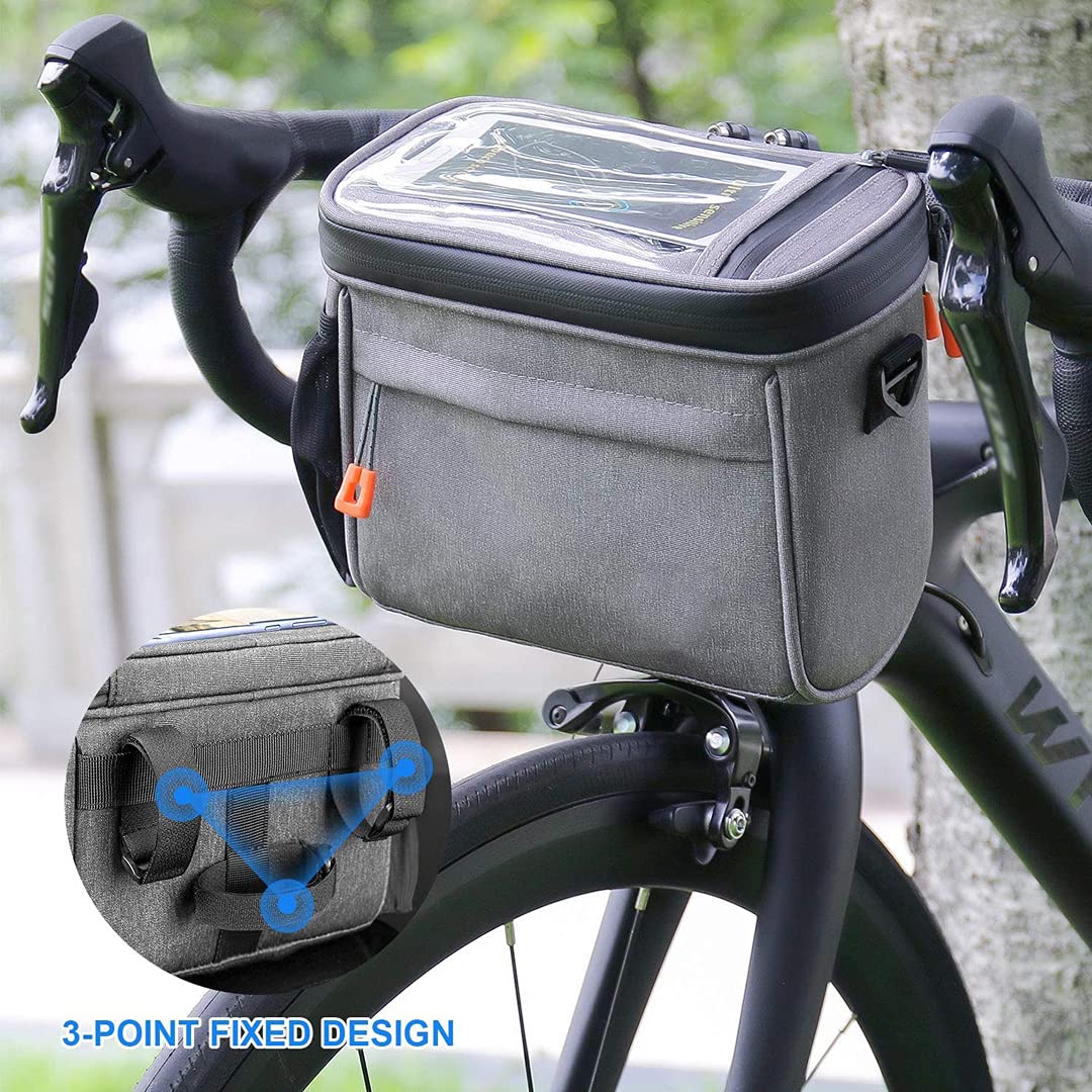 Borse da Manubrio da Ciclismo Borsa da Telaio da Bicicletta Borsa da Bici Impermeabile di Grande capacità con Touch Screen in TPU con Copertura Antipioggia e Tracolla Staccabile