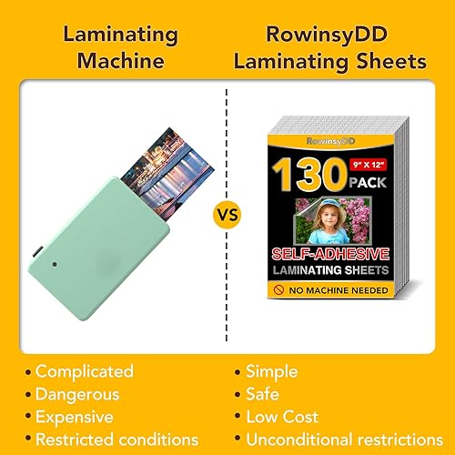 Miniatura 4 de 130 hojas de laminación autoadhesivas, 9 x 12 pulgadas, hojas laminadoras transparentes, no necesitan máquina, hojas laminadas autosellantes