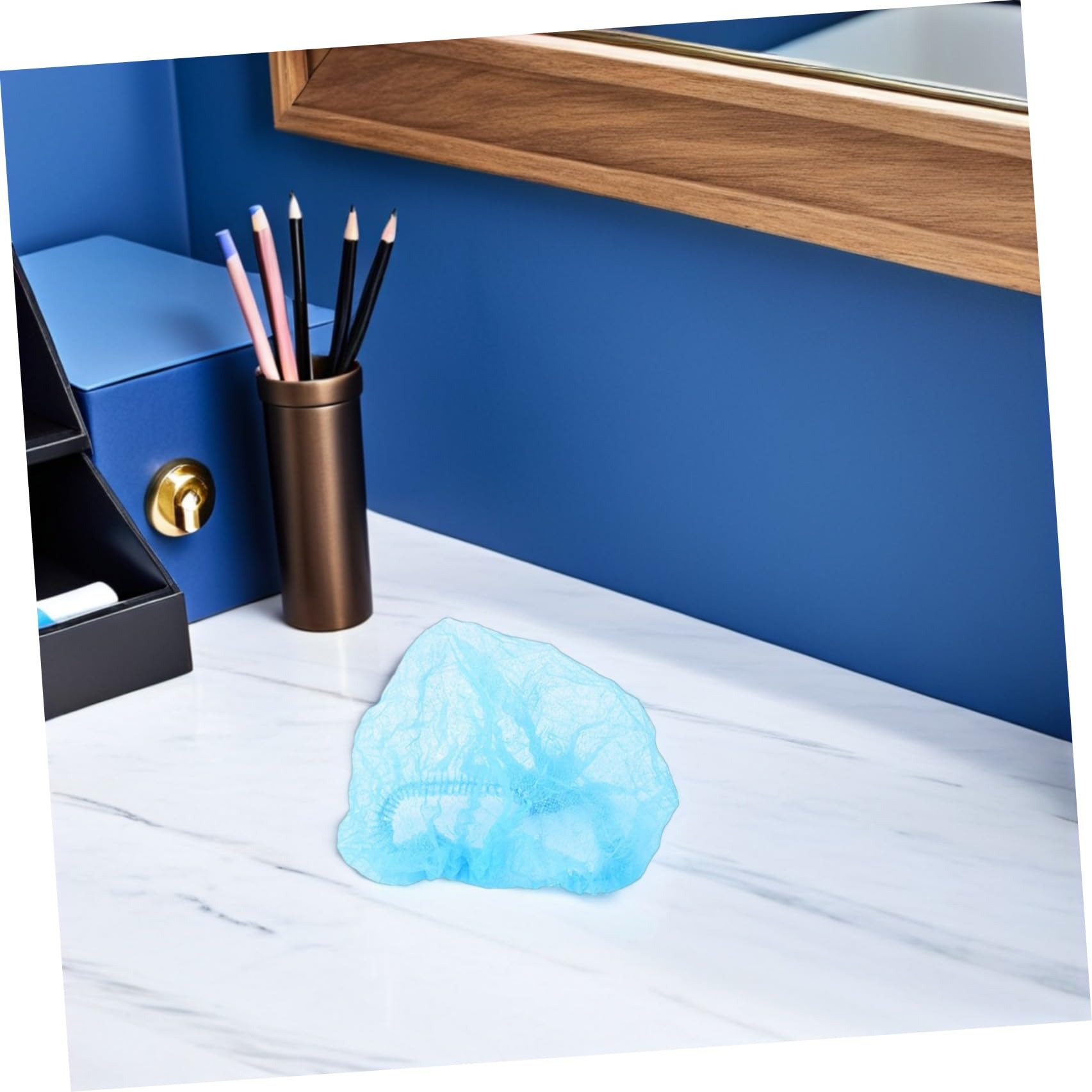 TOPBATHY 20pezzi Cuffie Monouso Non-woven Blu Per Pulizia Confezione Per Uso Cucina Spa e Ospedali Design Traspirante e Confortevole