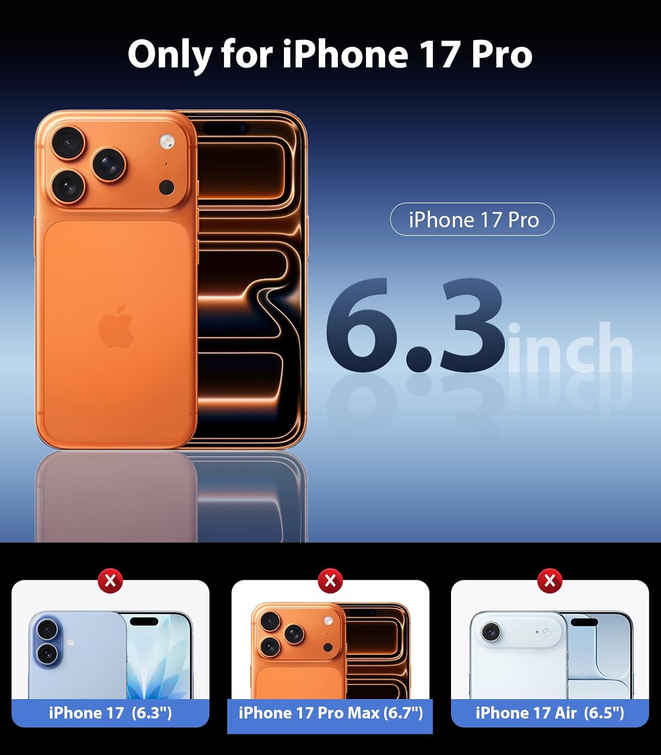 Mkeke for iPhone 17 Pro Privacy Screen Protector 3 Pack, [9H+ Tempered Glass] [16 FT Military-Grade Drop Protection] Shockproof Full Edge Coverage 6.3 inch 2025 - Image 2