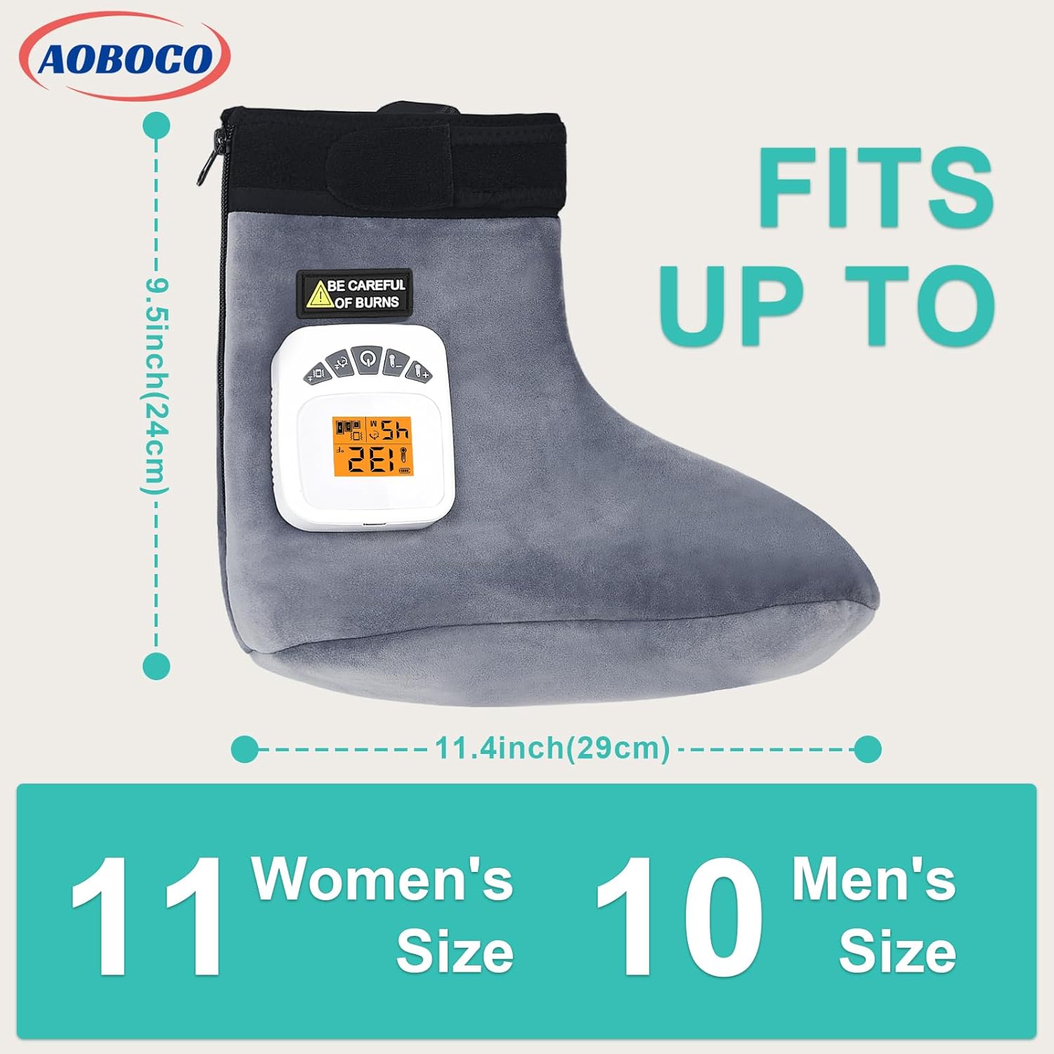 AOBOCO Feet Warmers for Massager - Cordless Feet Heating Pad for Achilles Tendonitis, Portable Heated Ankle Brace with 5000mAh Rechargeable, 104℉-140℉ Heat Levels, 3 Vibration Modes