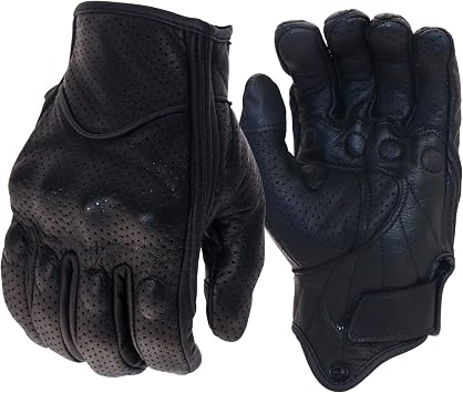 Leather Motorcycle Gloves Goatskin Touch Screen Full Finger, Full Finger Touchscreen Windproof for BMX ATV MTB Riding, Road Racing, Cycling, Climbing, Motocross