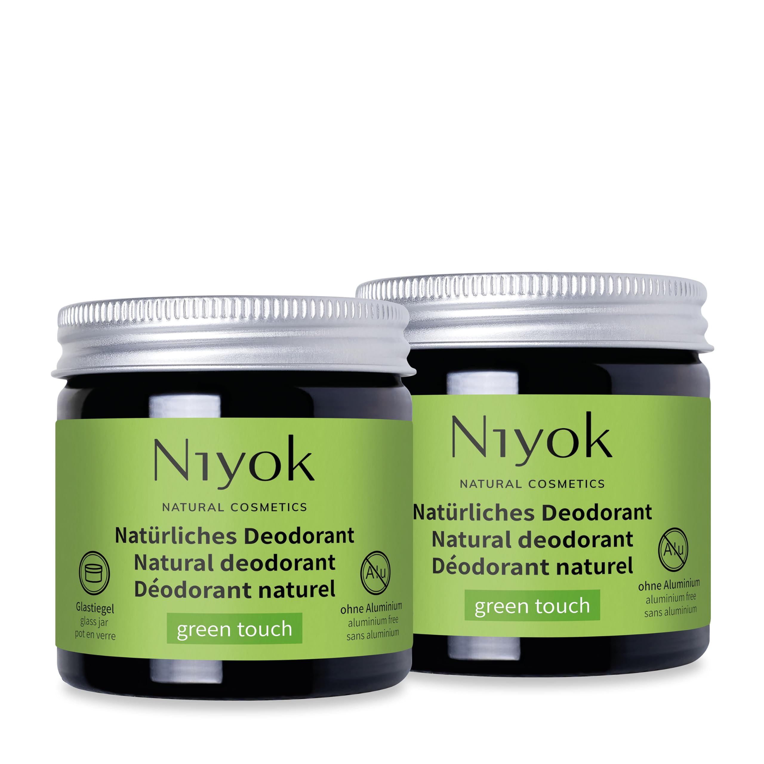 Niyok® 2-in-1 anti-transpirante Deocreme "Green Touch" (2x40ml) • Natürliches Deo ohne Aluminium • 24h Schutz vor Geruch & Schweiß • Deodorant Creme Unisex • Feste Deo Creme vegan