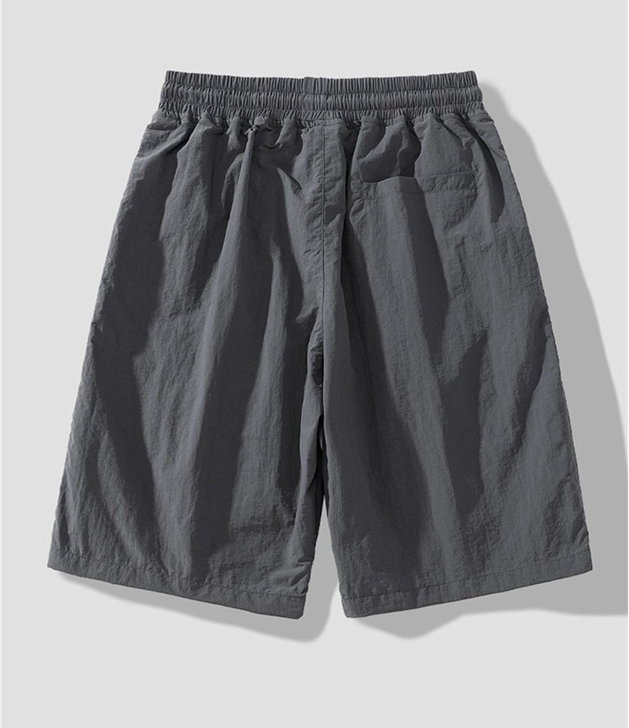 Men's Summer Casual Cargo Shorts Elastic Waist Drawstring Straight Leg Shorts Outdoor Cotton Work Athletic Shorts