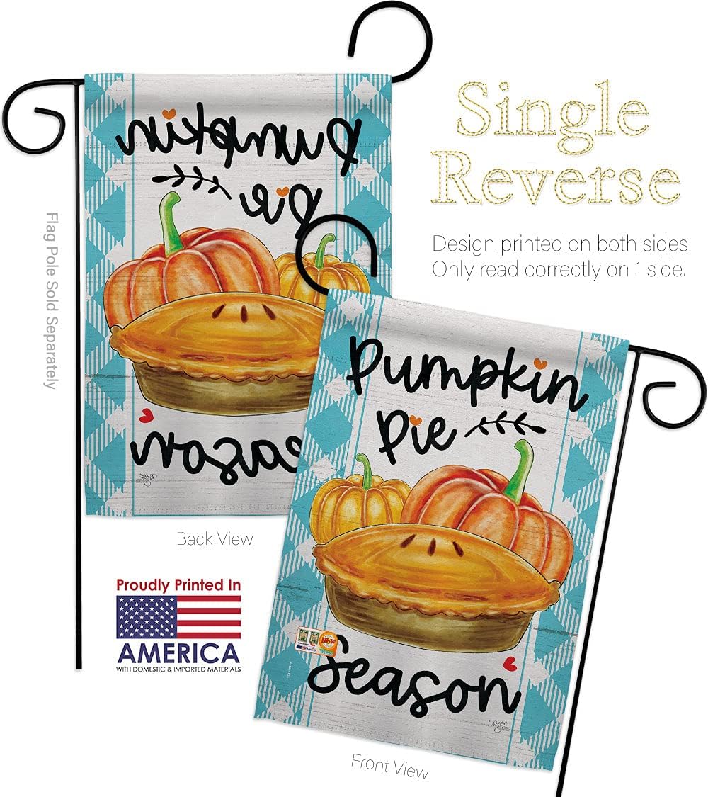 Pumpkin Pie Garden Flag Set Mailbox Hanger Falltime Harvest Autumn Scarecrow Pumkins Sunflower Leaves Season Autumntime Gathering Small Gift Yard House Banner Made In USA 13 X 18.5