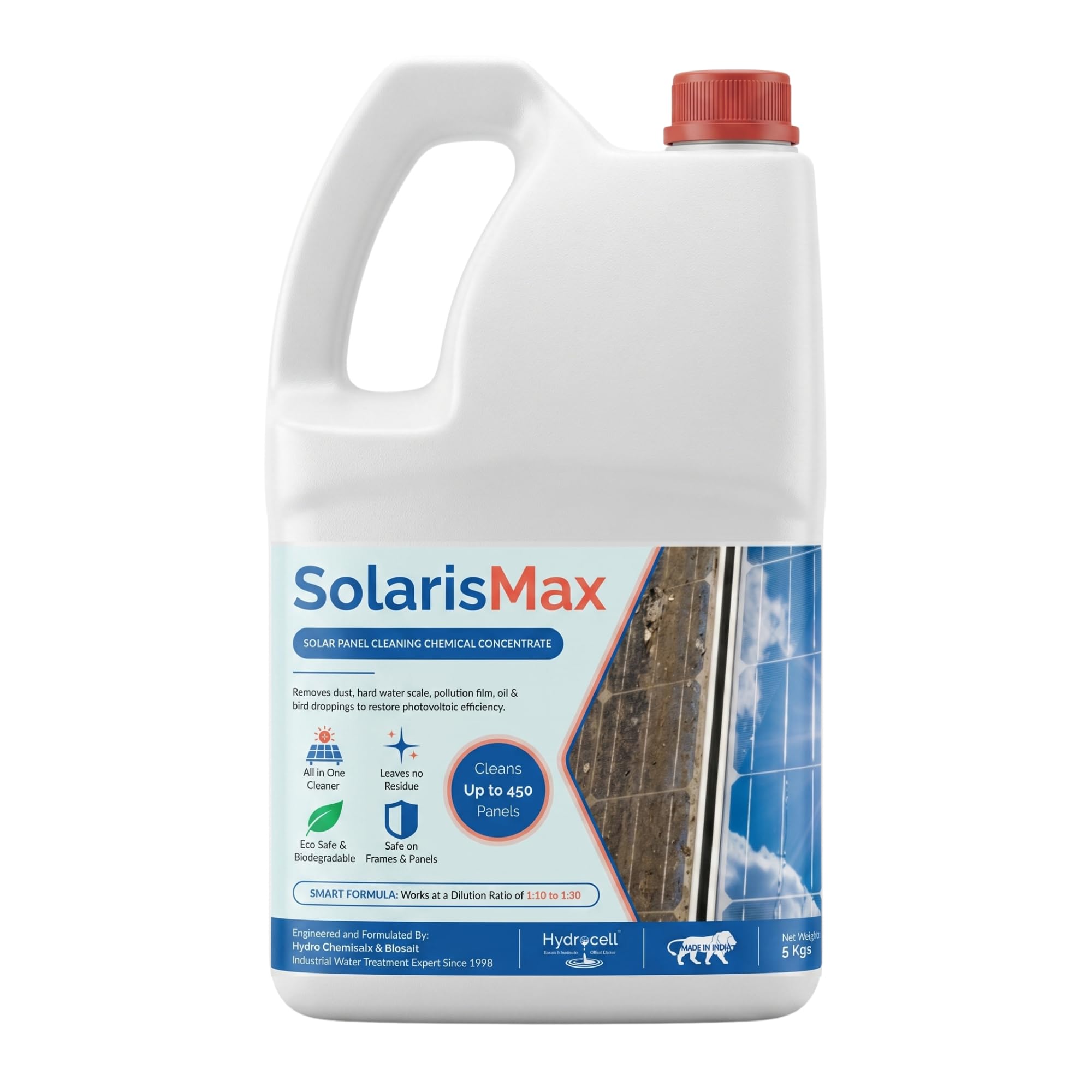 SolarisMax Solar Panel Cleaner Liquid (4.2 Liter) | Cleans Up To 420 Panels | Biodegradable & Safe for Solar Panels & Frames | All in One Cleaner to Removes Hard Water Stains, Cement, Bird Droppings-image-49