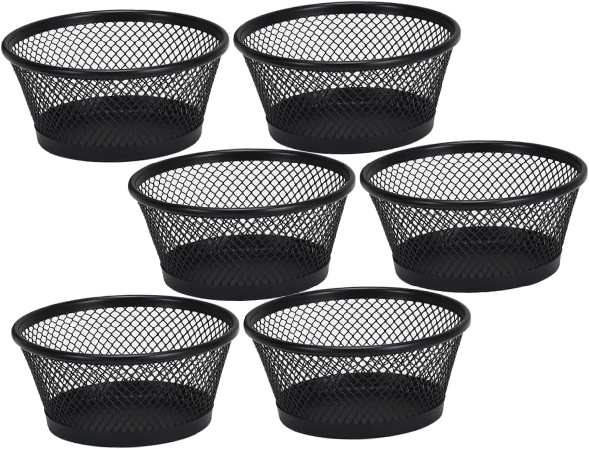 KALLORY 6Pcs Mesh Paperclip Holder Desk Organizer for Office Supplies Stackable Lightweight Paper Clips Dispenser with Scratch Resistant Design Compact Storage for Small Items and Binder