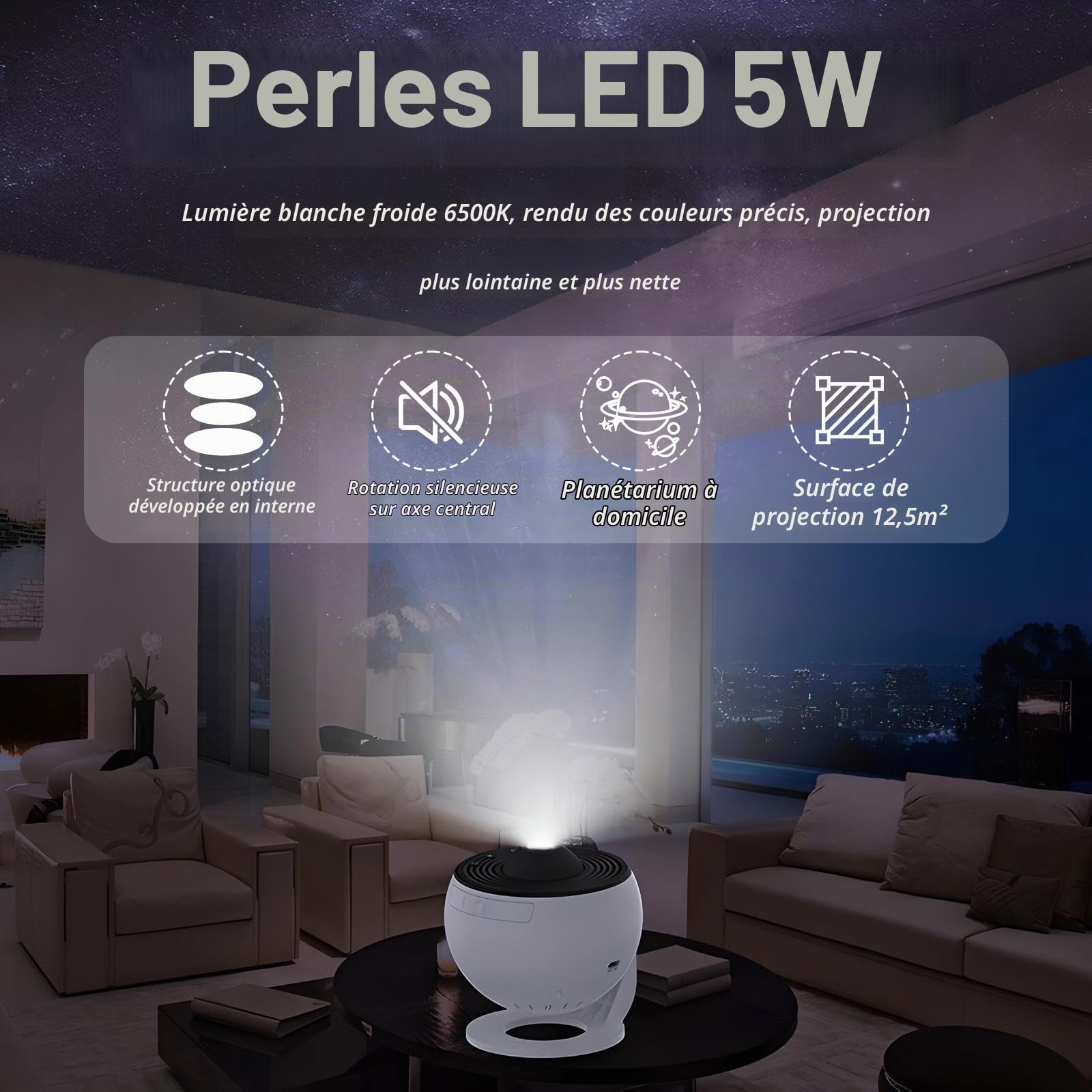 Veilleuse et projecteur d'étoiles galaxie avec 13 disques planètes, rotation à 180 °, lumières sensorielles pour enfants et adultes, chambre à coucher, décoration de fête, mise au point réglable