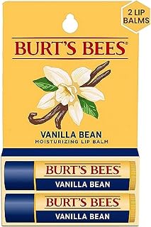 Burt's Bees Lip Balm, Moisturizing Lip Care, for All Day Hydration, 100% Natural, Vanilla Bean (2 Pack)