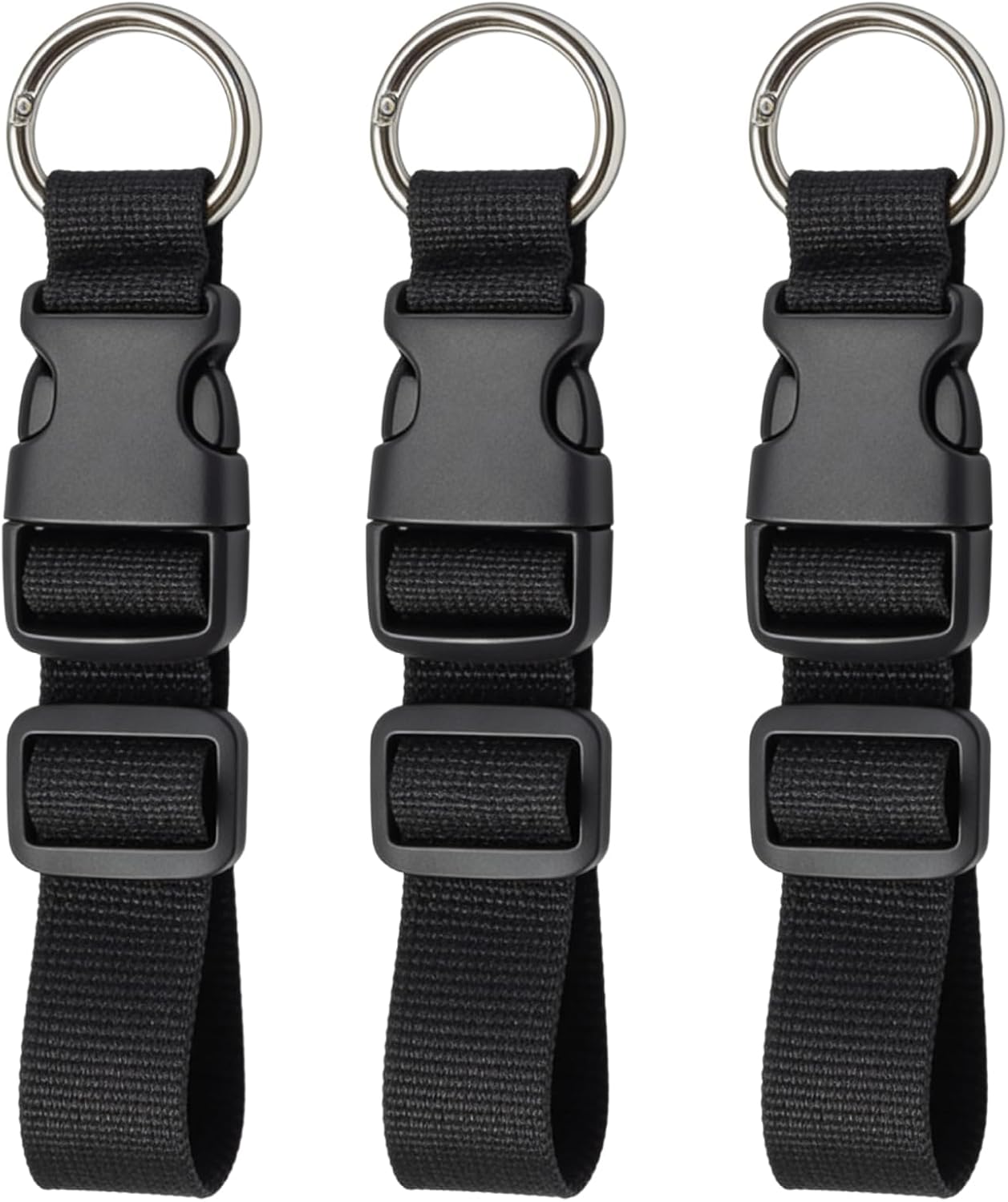 Luggage Connector Straps, 3 Pack Adjustable Suitcase Connector with Buckle, Hands-Free Add-a-Bag Strap for Carry-on Luggage and Backpacks, Black