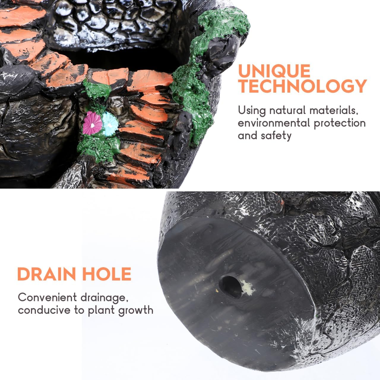 OUNONA Plant Pot, Mini Garden Pot Container Fairy Garden Pot with Sweet House Tabel Decor for Home Office Living Room (Silver)