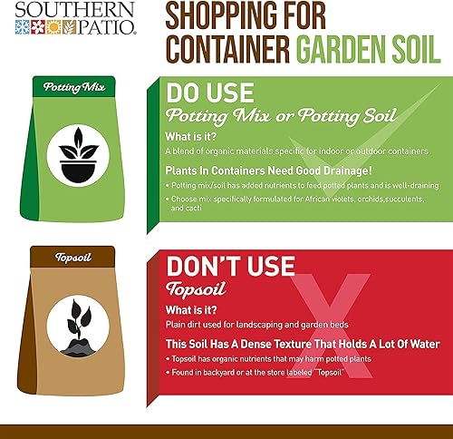 Miniatura 6 de Southern Patio Maceta utópica de plástico ligero para exteriores, de 14 pulgadas, para entradas y patios traseros, color piedra