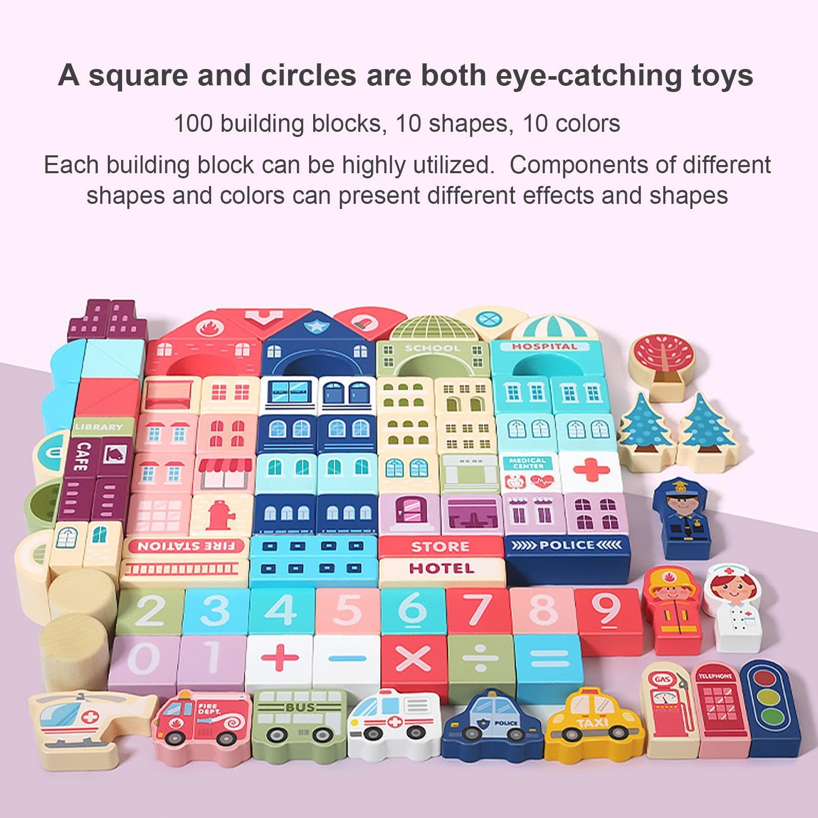 Educational Kids Blocks, Portable Scene Bricks with Stacking Set, Cute Asse