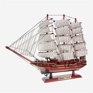 PEIXEN Wooden Sailboat Model Mediterranean Style Chinese Sailing Model Solid Wood Boat Smooth Crafts Living Room and Study Decoration