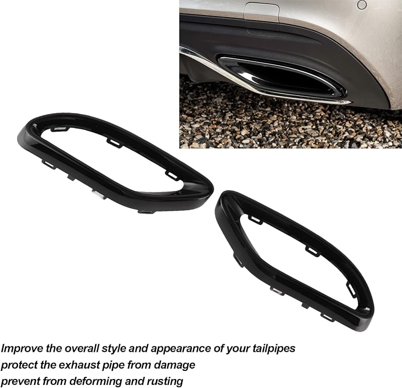 Akozon Fekete Fényes Kipufogóvég Takaró Mercedes A B C E GLC CLS Osztályhoz W177 W247 W205 W213 X253 C257 Kompatibilis Autó Tuning Kiegészít