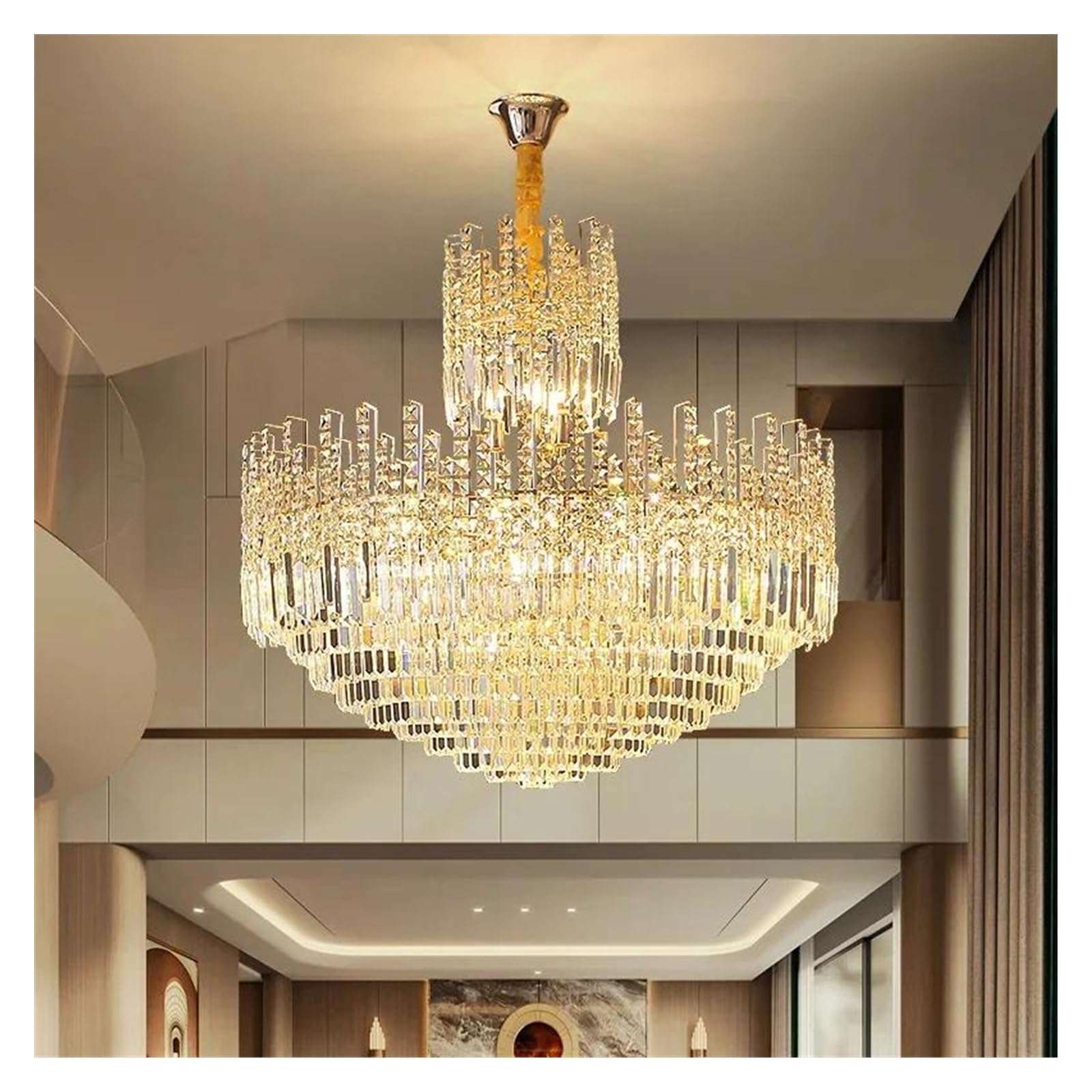 LYMSXAZOU Nordic Luxury Crystal Chandelier - Large Hanging Light Fixture for Villa Duplex Hotel Living Room & Hall Elegant Ceiling Lamp with Stunning Design