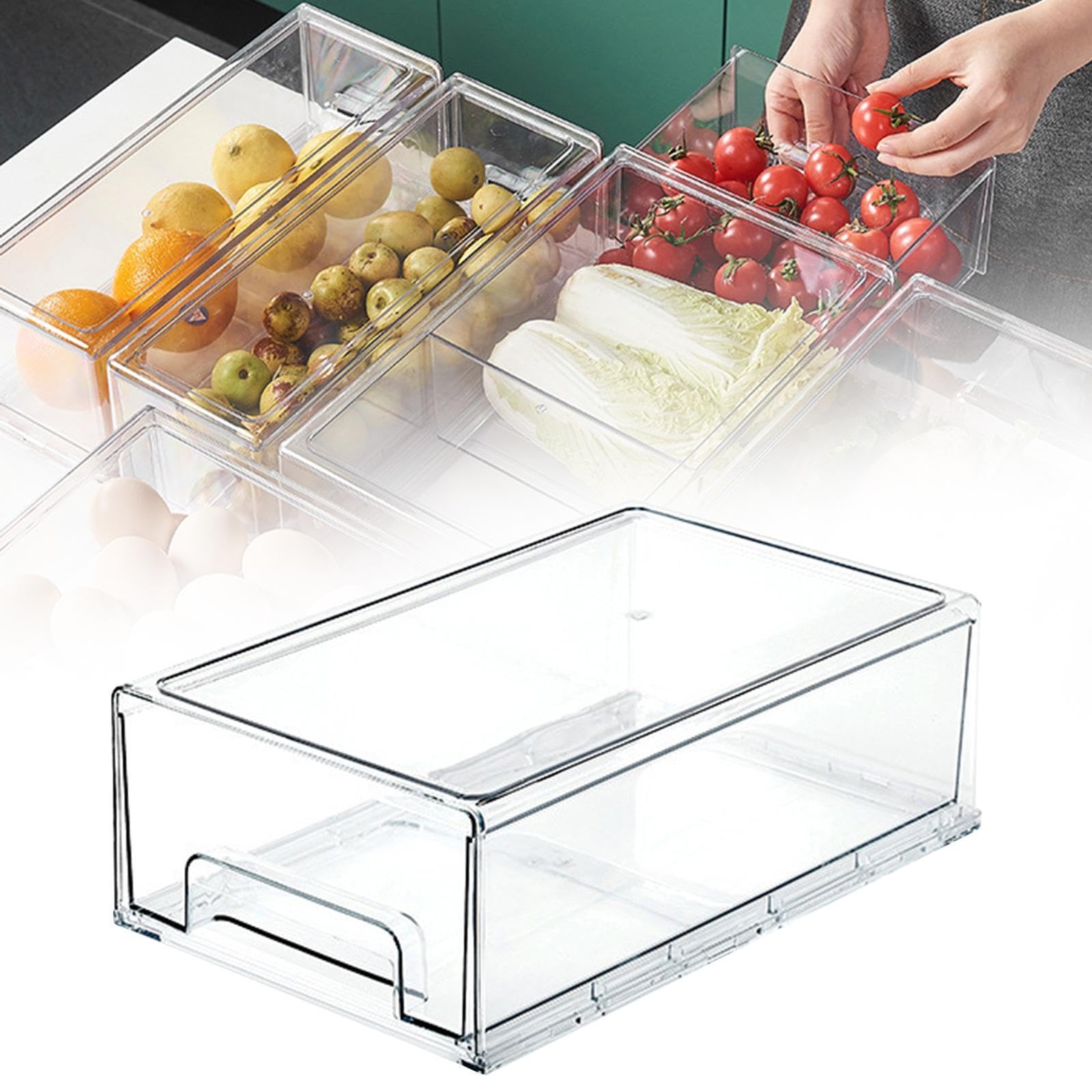 LOVIVER Kühlschrank-Organizer-Behälter, Aufbewahrungsbox für die Küche, multifunktionaler Kühlschrank-Organizer-Schubladenbehälter, für Eier, Obst, groß
