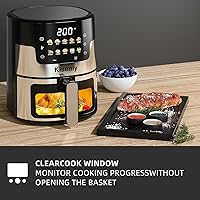 Vista 7 de Freidora de aire, freidoras de aire de 6 cuartos de galón con pantalla táctil de vidrio, ventanas transparentes, horno freidora de aire inoxidable