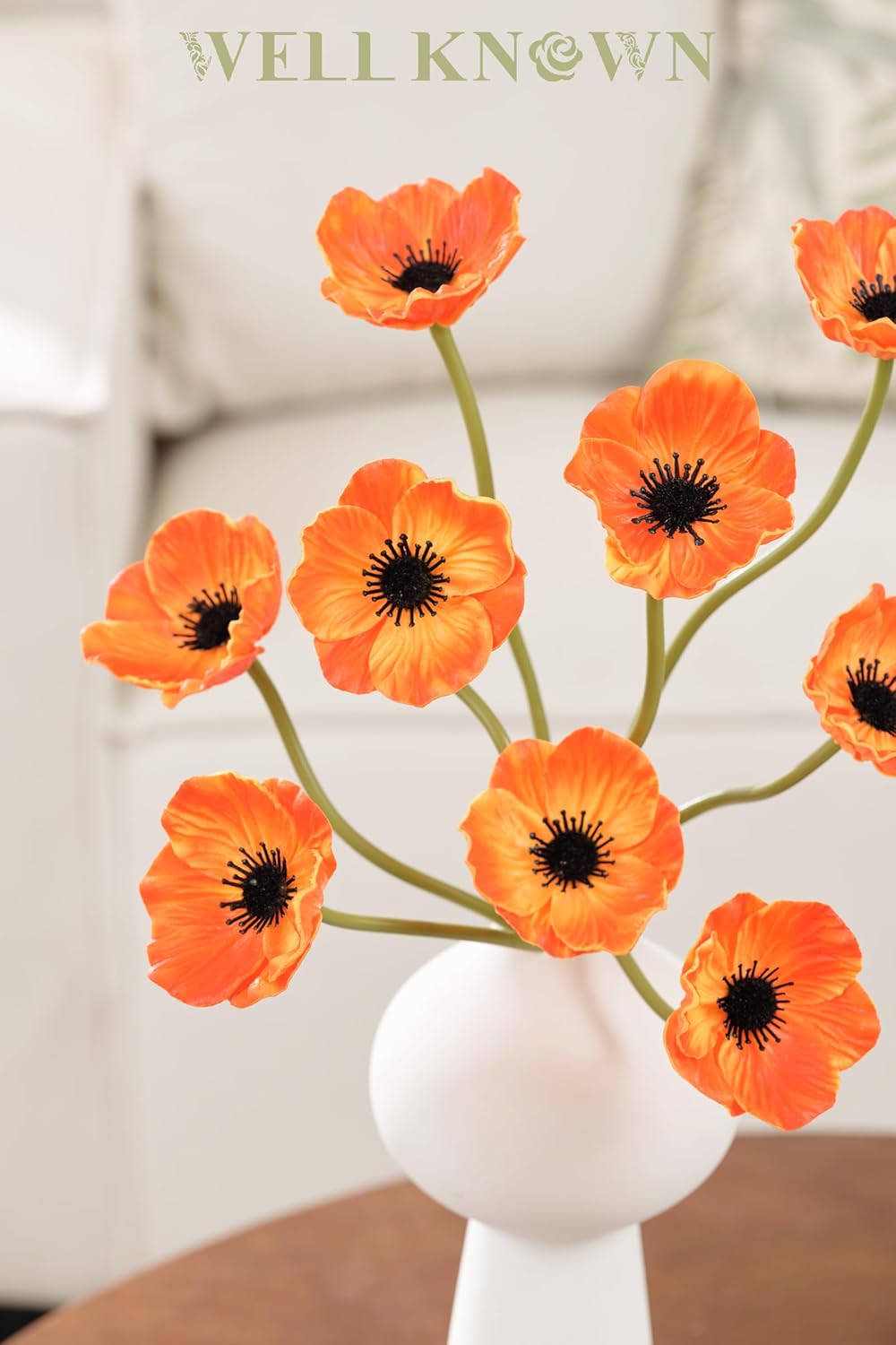 WELL KNOWN Gradient Orange Artificial Flower with Stems, 10pcs PU Real Touch Poppy Realistic Fake Flowers for Wedding Bouquets Summer Centerpiece Floral Arrangements Home Kitchen Decor - Image 4