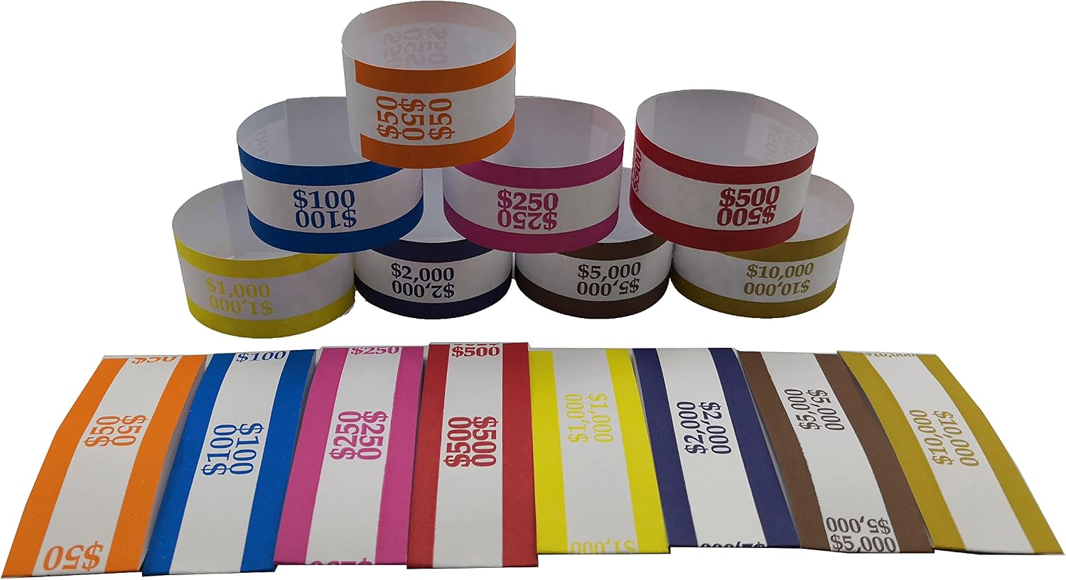 Boband Self-Adhesive Currency Straps 400 Pack Assorted Money Bands Each 50 of The Most Popular 8 Colors