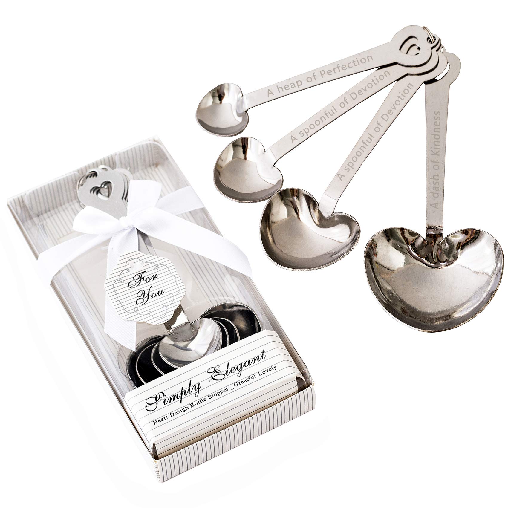 YKLIGTN 12 Packs Heart Shaped Measuring Spoon Set for Wedding Birthday Party Bridal Shower Gifts, Baby Shower Decorations Souvenirs for Guests with Individual Gift Package