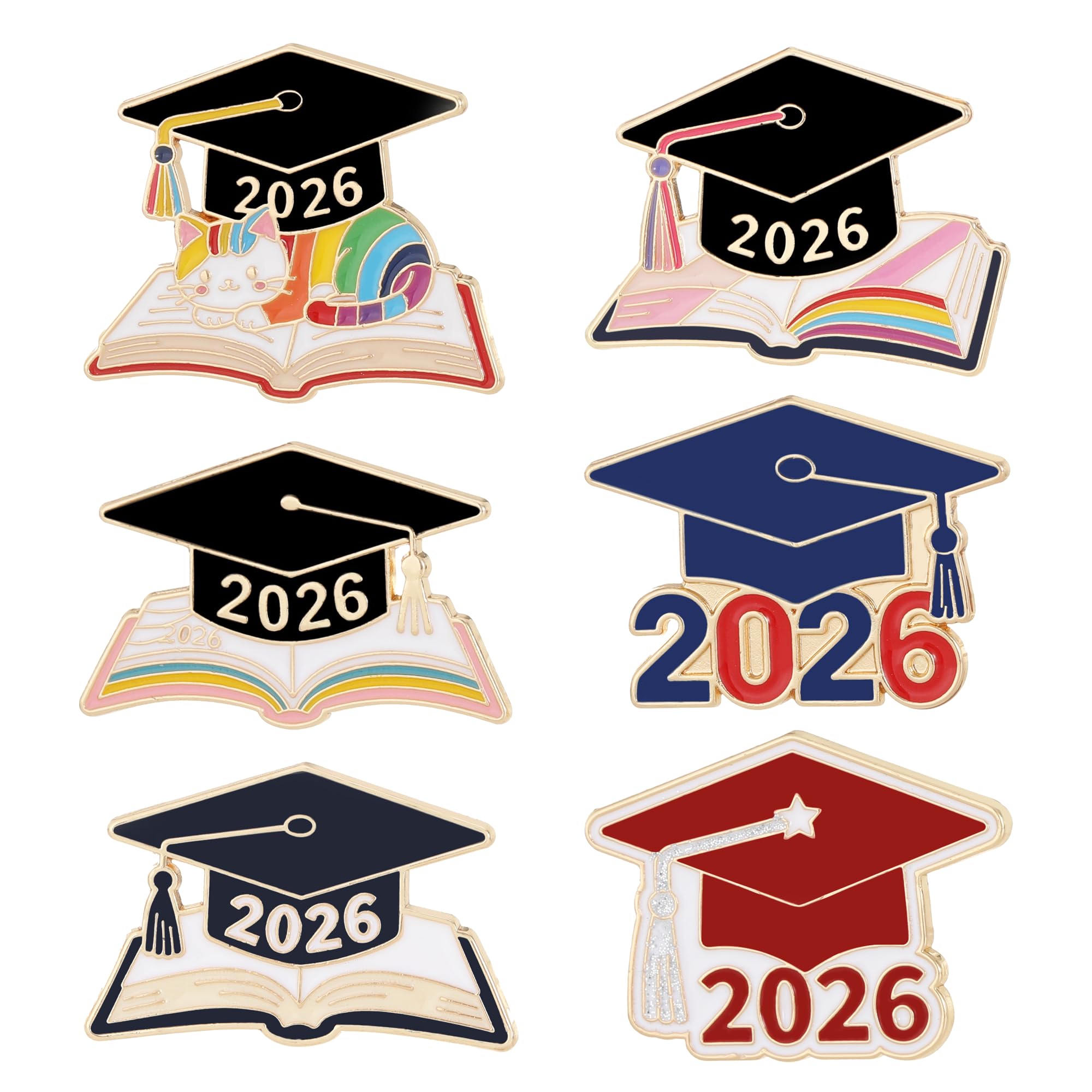 6/18/30 Pack 2026 Graduation Pins - Grad Pins Memorial Keepsake for Graduates, Gifts for Graduates, Class of 2026 Souvenir Pin for High School College Graduate Students, 2026 Lapel Pin