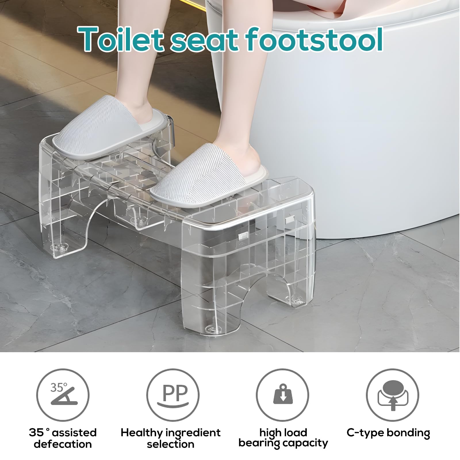 SUNOYA Toilettenhocker Erwachsene, WC Hocker Für Erwachsene rutschfest, Klohocker Für Verbesserten Stuhlgang, Klohocker Erwachsenes Toilettenhocker, 18 cm Höhe, Für Bessere Darmgesundheit