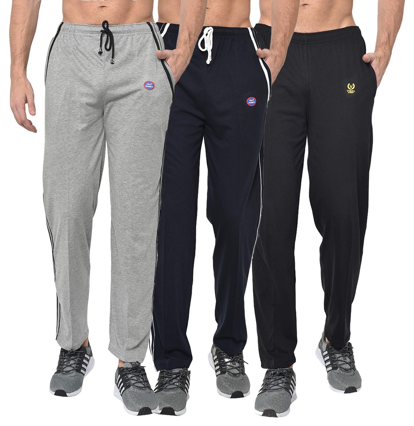 Mack Jonney Men’s Multicolor Cotton Slim Fit Track Pants for (Pack of 3)