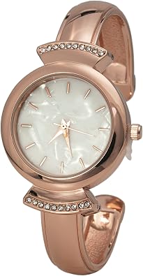 Collections Womens 28mm Mother of Pearl Dial Simple Classic Design Cuff Bangle Watch