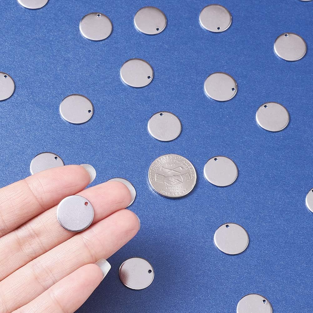 PandaHall 10pcs Stainless Steel Blank Stamping Tag Pendants 14mm Flat Round Charm Pendants for DIY Jewelry Making - Image 5