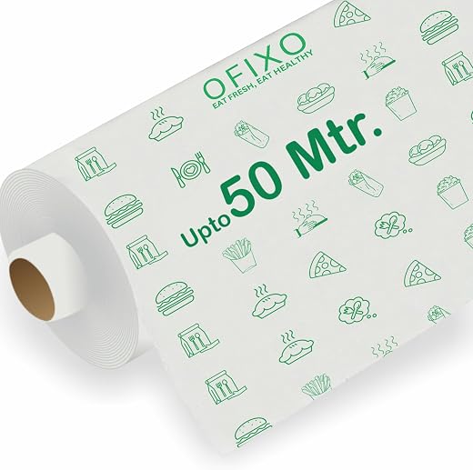OFIXO Food Wrapping Paper Roll - Premium Non-Stick Butter Wrapping Paper. Food Wrapping Paper, Re-heatable Non Stick Pape...