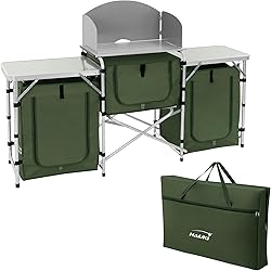 Hauki Camping Kitchen, Black, Folding Camping Cabinet wit…