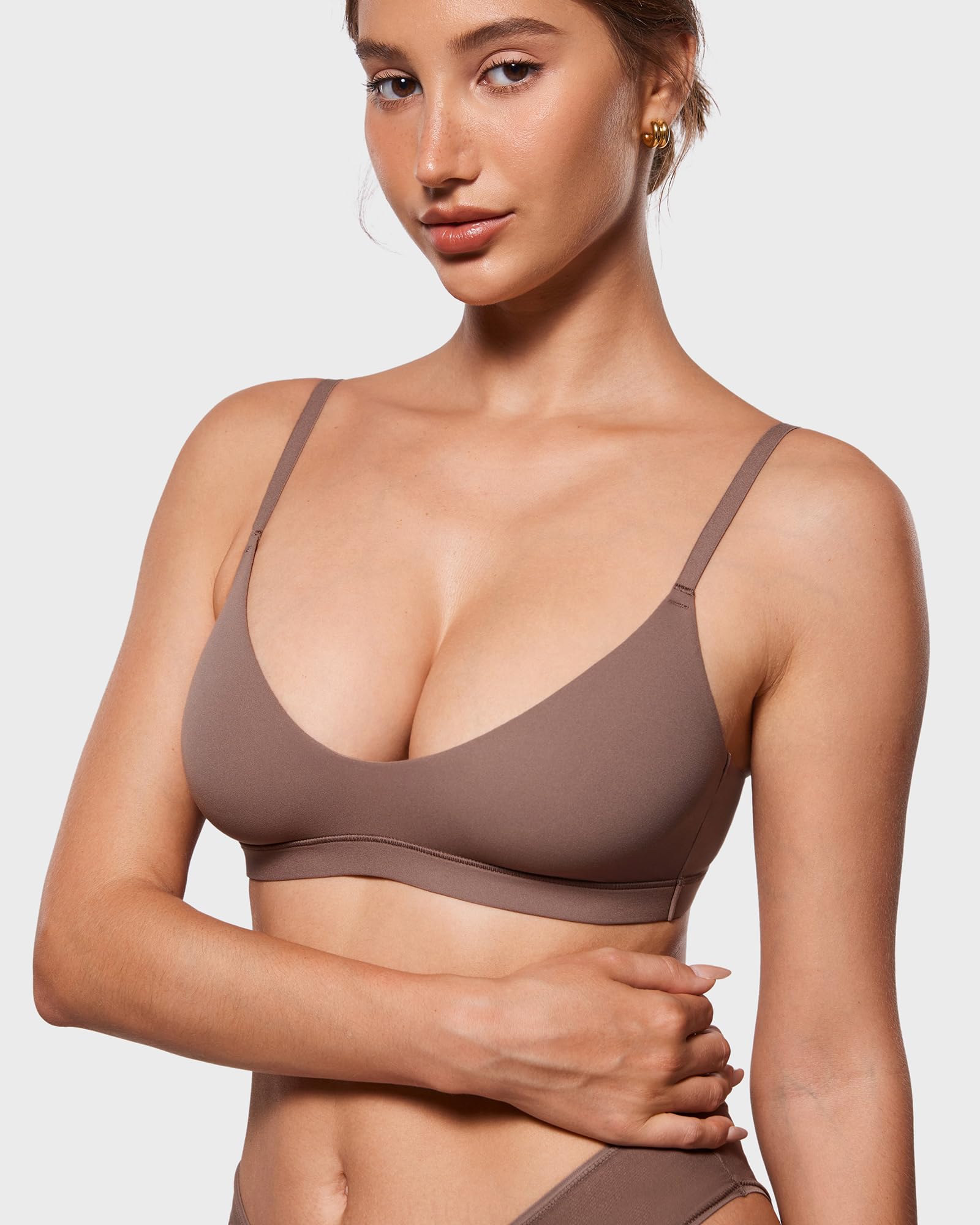INLYRIC Biustonosz typu bralette bez wypełnienia | Ultramiękki, bez podszewki, bez fiszbin, dwuwarstwowy, z ramiączkami, wkładany przez głowę, bez fiszbin