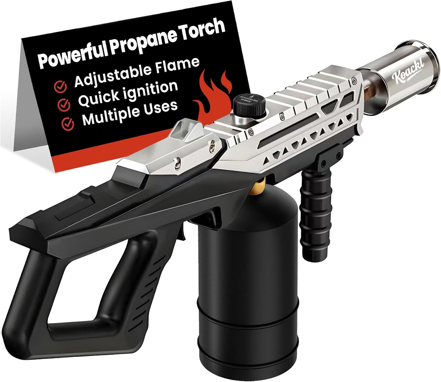 Powerful Propane Torch Gun, Kitchen Torch with Adjustable Flame, Flamethrower Blow Torch Gun Gas Welding Kits for BBQ, Searing, Camping & Charcoal Torch Lighter(Tank Not Included)