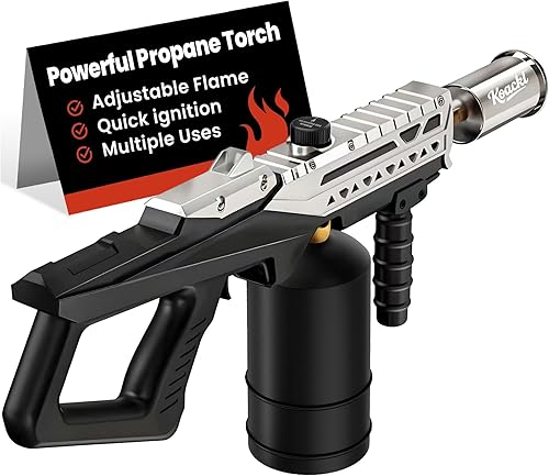 KOACKL Powerful Propane Torch Gun, Kitchen Torch with Adjustable Flame, Flamethrower Blow Torch Gun Gas Welding Kits for BBQ, Searing, Camping & Charcoal Torch Lighter(Tank Not Included)