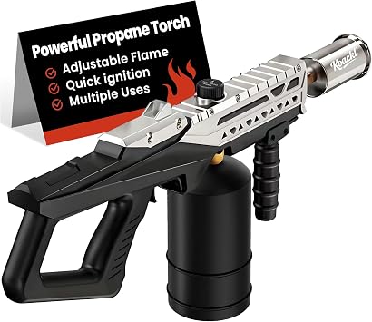 KOACKL Powerful Propane Torch Gun, Kitchen Torch with Adjustable Flame, Flamethrower Blow Torch Gun, Gas Welding Kits for BBQ, Searing, Camping & Charcoal Torch Lighter(Tank Not Included)
