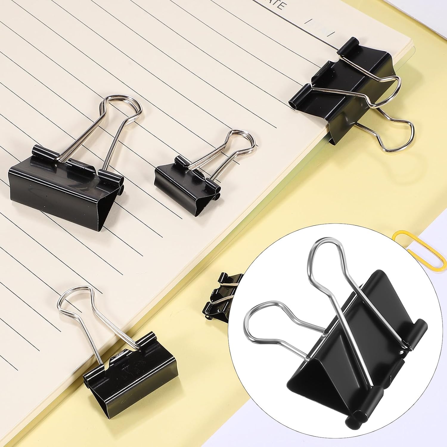 48Pcs Black Metal Binder Clips 25Mm Long Tail Document Clamps for Office Paper Organization and Filing Supplies image 4