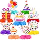 Happy Birthday Decorations, Rainbow Birthday Centerpieces for Tables, Birthday Table Centerpieces Decorations for Kids Party, Birthday Party Supplies (9 pcs)
