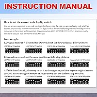 Vista 6 de Kingdder 2 piezas mando a distancia para puerta de garaje compatible con Linear Delta 3 DT DTA DTD DTC DNT00002A 8 interruptores DIP 310 MHz