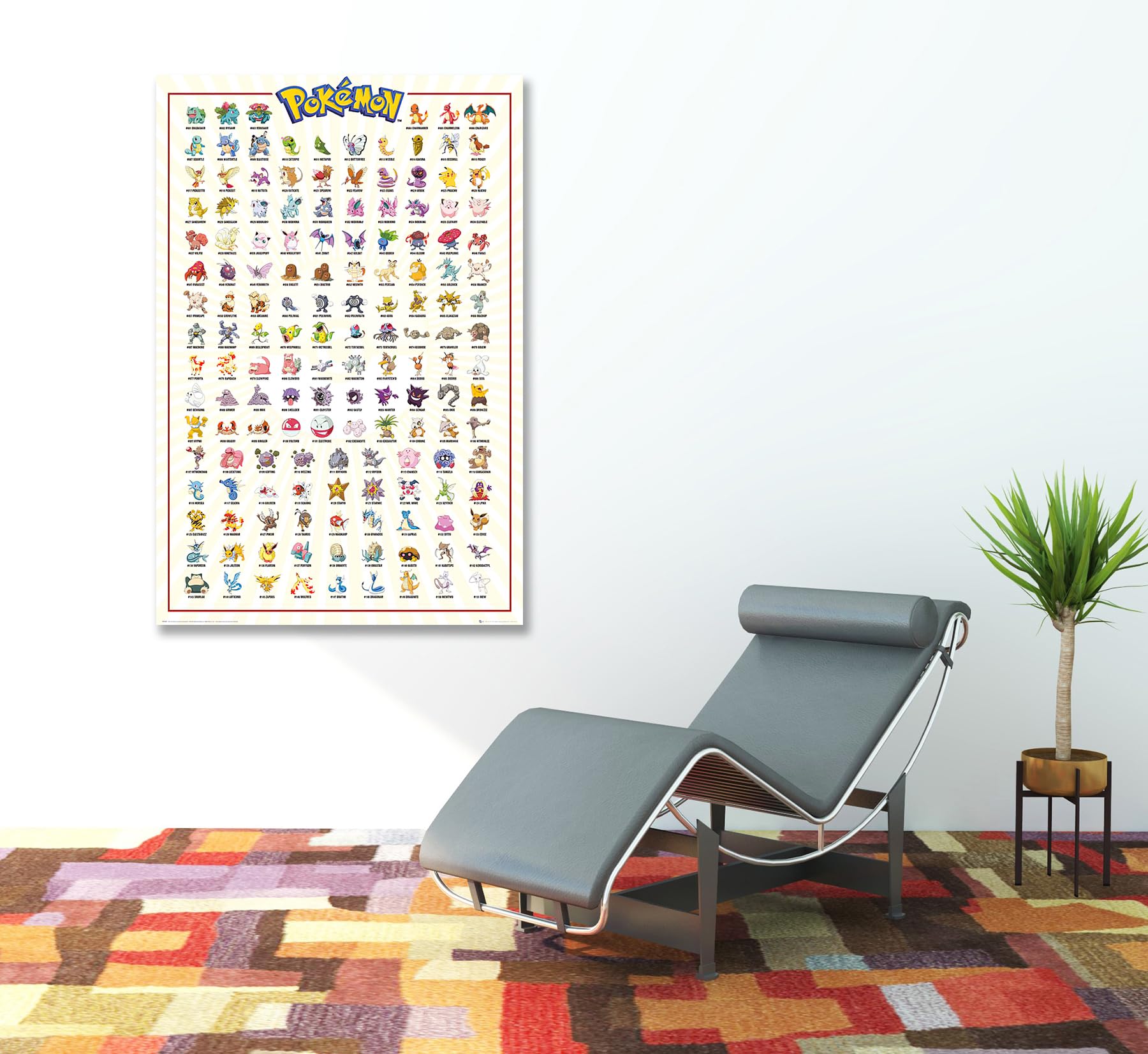 Poster Pokémon Kanto 001-151 Incorniciato – 61x91,5 Cm Con Cornice Nera In MDF