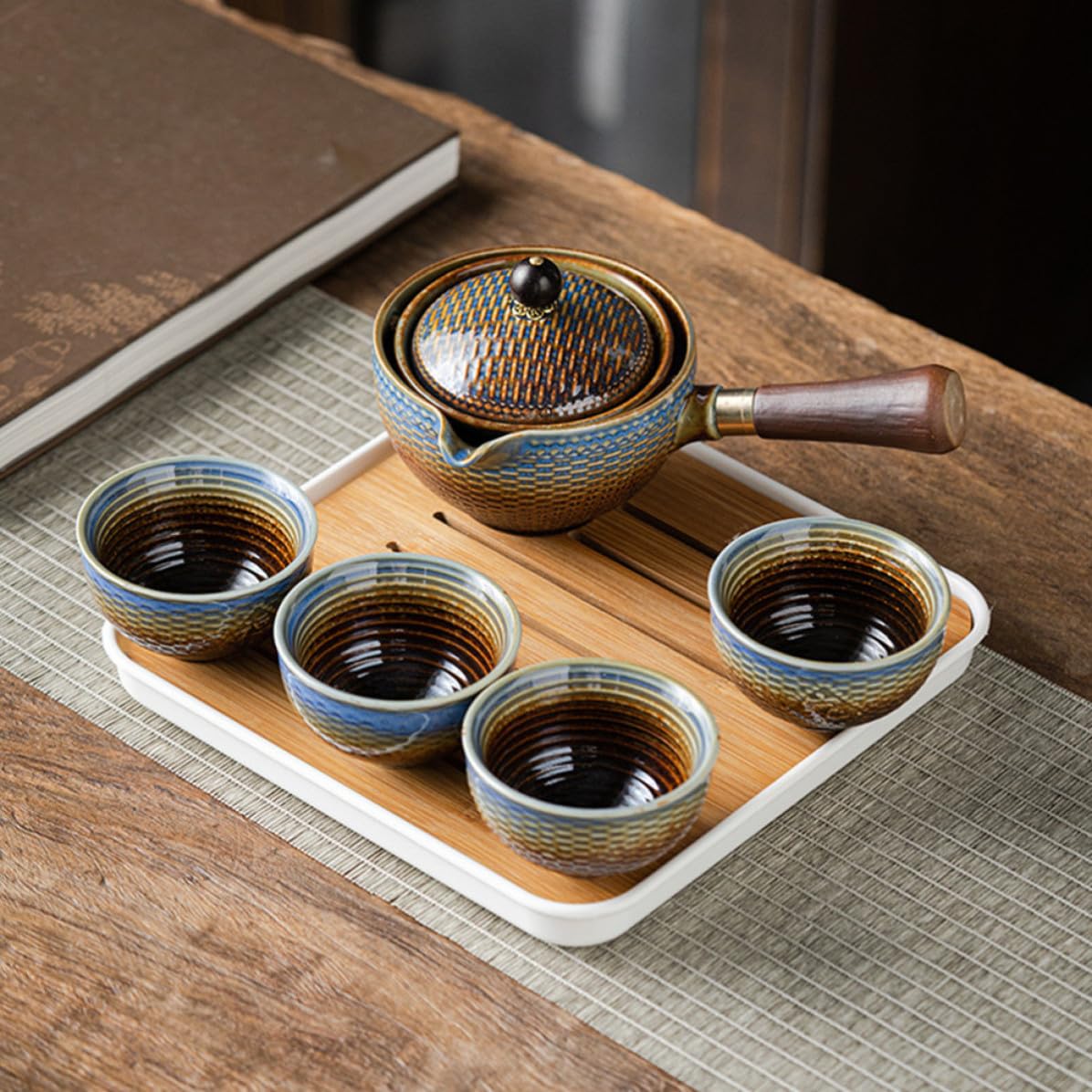 Juego de Té Obsequio Especial Tetera Giratoria y Portátil de Cerámica para Tazas Elegantes Aficionados del Té en Casa