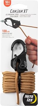 Nite Ize CamJam XT Aluminum Rope Tightener, Includes 10 Paracord, Coyote, Regular