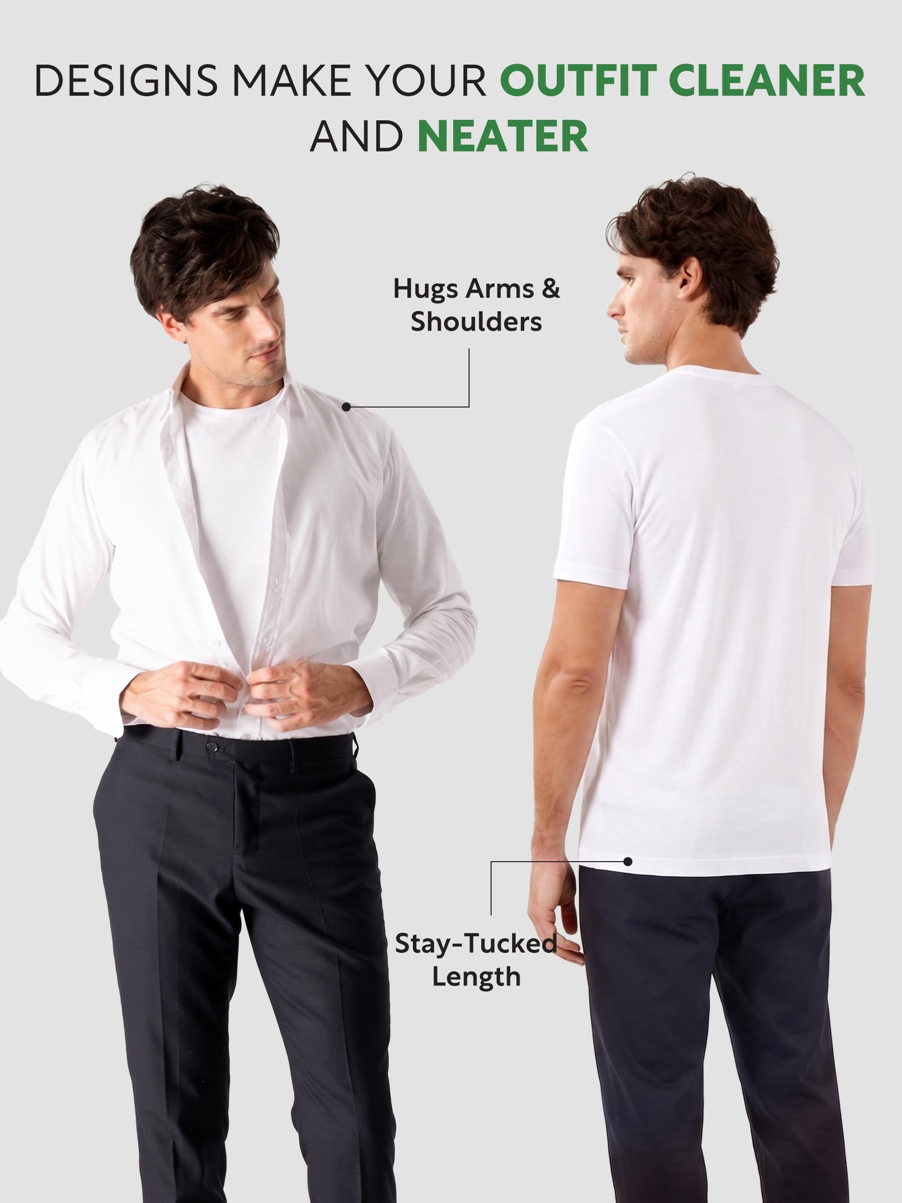 DAVID ARCHY Camiseta interior para hombre, rayón de bambú, absorbe la humedad, cuello redondo, cuello en V, para hombre, paquete múltiple, Paquete de 5 Blanco - Cuello Redondo, Medium