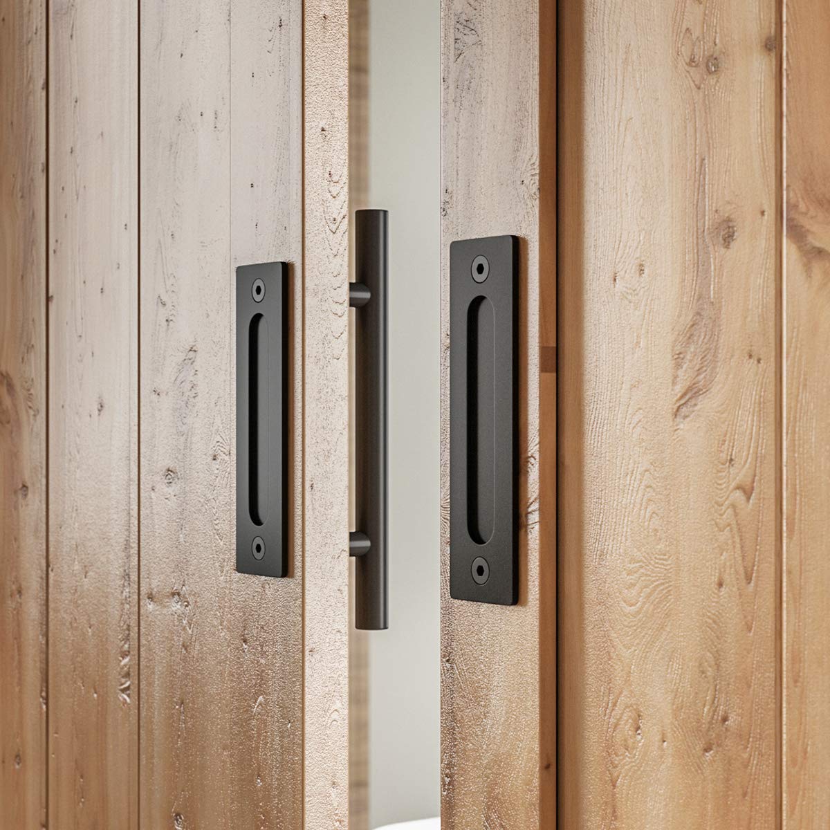 Rustic Barn Door Handles - 2 Pack Black -3