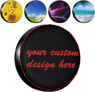 Custom Spare Tire Covers Add Your Own Personalized Text Name Message Image Waterproof Dust-Proof Universal Fits Tire for Camper Travel Trailer RV SUV Truck Accessories 17"